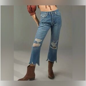 BDG Cropped Flare Distressed High-waisted Jean…